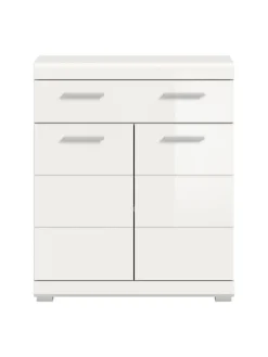 Standschrank in weiß/weiß hochglanz - (B) 74 x (H) 88 x (T) 31