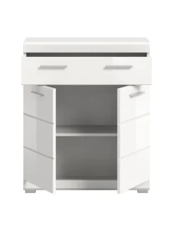 Standschrank in weiß/weiß hochglanz - (B) 74 x (H) 88 x (T) 31