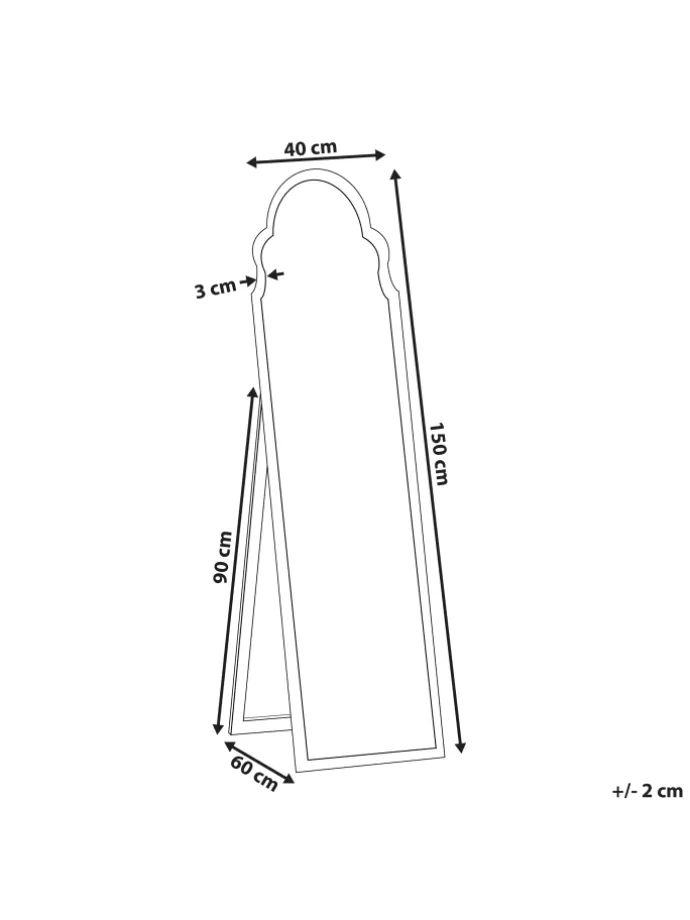 Standspiegel CHATILLON in Gold - (W) 40 x (H) 150 x (L) 60 cm