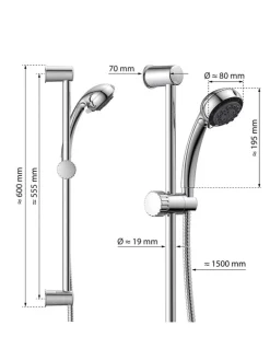 Stangenbrauseset ''Vital'' in Chrom