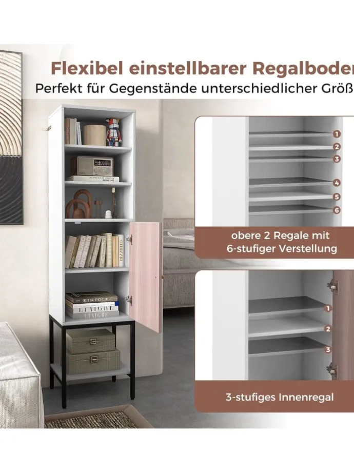 6-stöckig Badezimmerschrank 146cm in Weiß