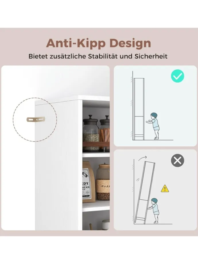 6-stöckig Badezimmerschrank 146cm in Weiß