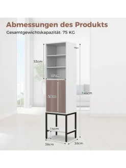 6-stöckig Badezimmerschrank 146cm in Weiß