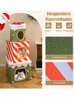 3-stöckig Katzenhöhle Weihnachten 120 cm in Grün