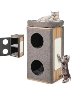 3-stöckige Katzenhöhle in Grau
