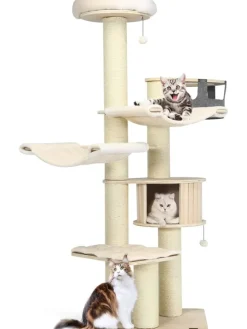 7-stöckiger Kratzbaum in Weiß