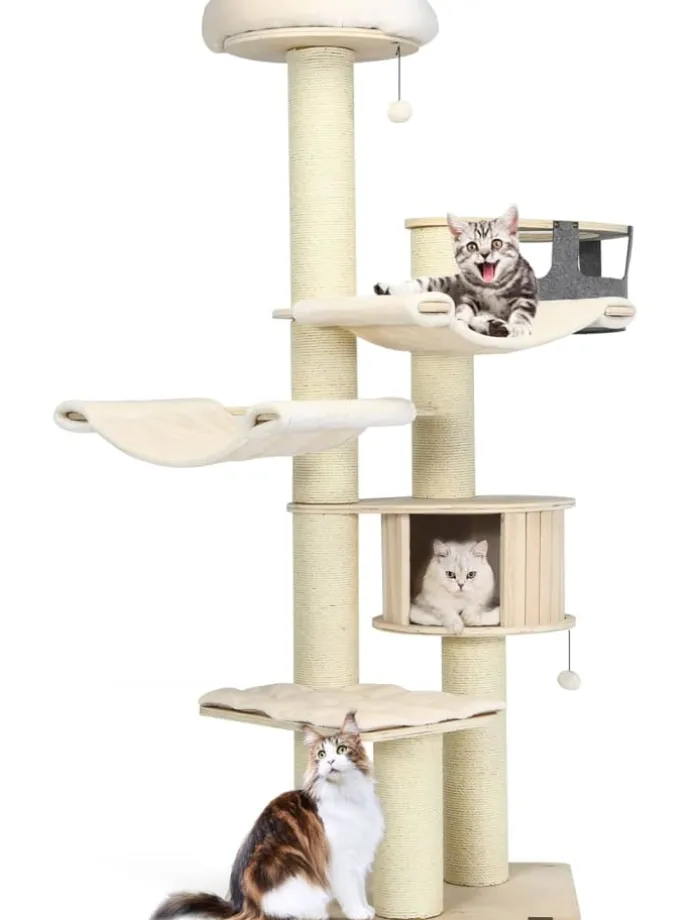 7-stöckiger Kratzbaum in Weiß