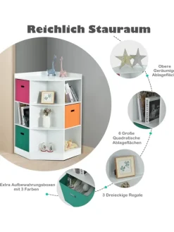 3-stöckiges Eckregal in Weiß