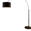 Stehlampe 210 cm dimmbar - Bogenlampe mit Marmorfuß und Lampenschirm in Schwarz