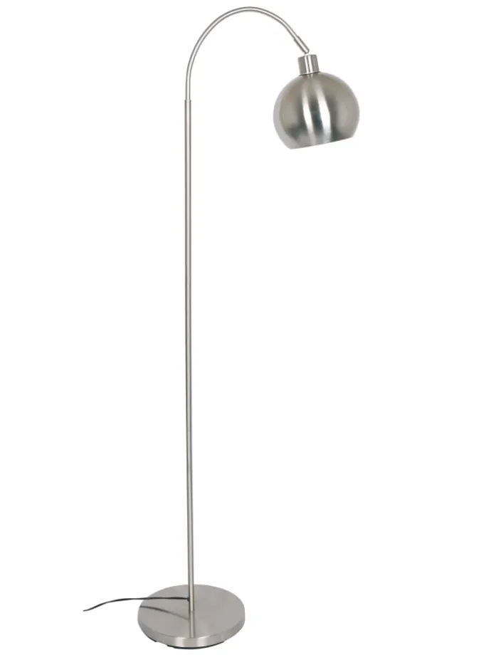 Stehlampe 1-flammig aus Metall mit Lampenschirm Ø 20 cm matt in Edelstahloptik