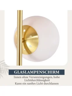 Stehlampe 3-flammige E27 in gold Glasschrim