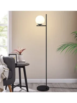 Stehlampe 1-flammige E27 in schwarz Glasschrim