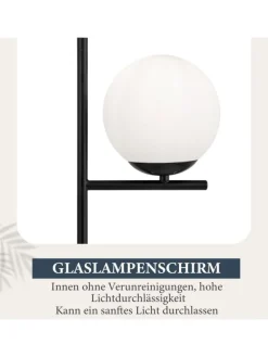 Stehlampe 1-flammige E27 in schwarz Glasschrim