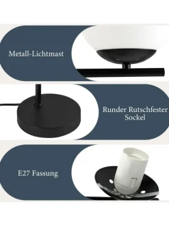 Stehlampe 1-flammige E27 in schwarz Glasschrim