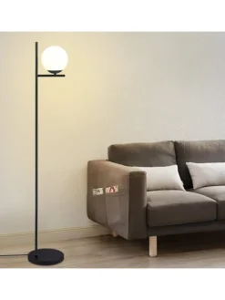 Stehlampe 1-flammige E27 in schwarz Glasschrim