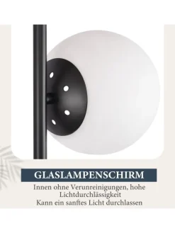 Stehlampe 3-flammige E27 in schwarz Glasschrim
