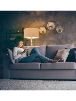 Stehlampe in Beige/ Gold - (H)156 cm