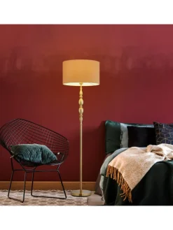 Stehlampe in Beige/ Gold - (H)156 cm