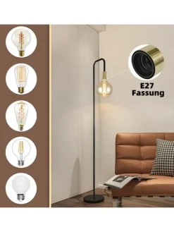 Stehlampe in gold E27 Vintage mit Fußschalter H 157cm