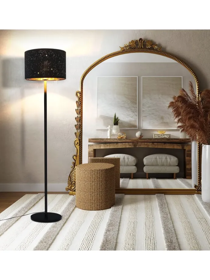 Stehlampe in schwarz E27 H 144cm Sternenhimmel Design