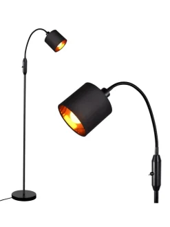 Stehlampe in schwarz E14 H 163cm 360° Drehbar mit Stoff Lampenschirm