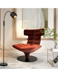 Stehlampe in schwarz E14 H 163cm 360° Drehbar mit Stoff Lampenschirm