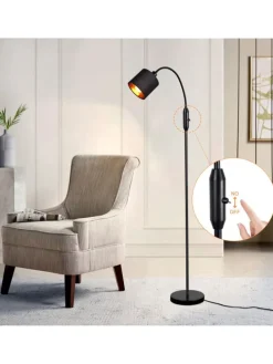 Stehlampe in schwarz E14 H 163cm 360° Drehbar mit Stoff Lampenschirm