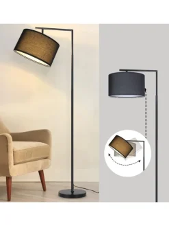 Stehlampe in schwarz H 162cm 1-flammige E27 schwenkbar 180°