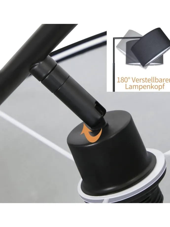 Stehlampe in schwarz H 162cm 1-flammige E27 schwenkbar 180°