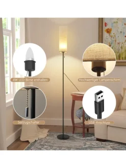 Stehlampe in weiß 1-flammige Eckig dimmbar B 10.5cm