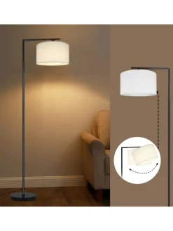 Stehlampe in weiß H 162cm 1-flammige E27 schwenkbar 180°