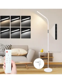 Stehlampe in weiß H 137cm touch dimmbar Timer Bodenlampe