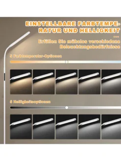 Stehlampe in weiß H 137cm touch dimmbar Timer Bodenlampe