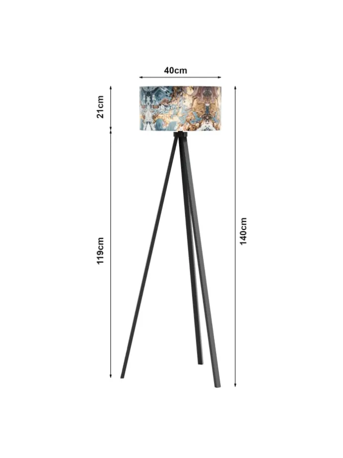 Stehlampe Royal Tunbridge Wells in Grau Schwarz (H)140cm (B)40cm (T)40cm