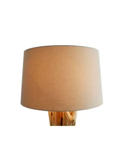 Stehleuchte 145 cm aus Treibholz handgefertigt mit Leinenschirm in Weiß