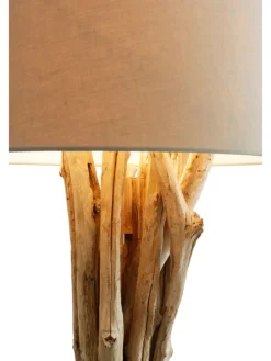 Stehleuchte 145 cm aus Treibholz handgefertigt mit Leinenschirm in Weiß