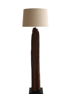 Stehleuchte 175 cm handgefertigt aus Treibholz Natur mit Leinenschirm in Weiß