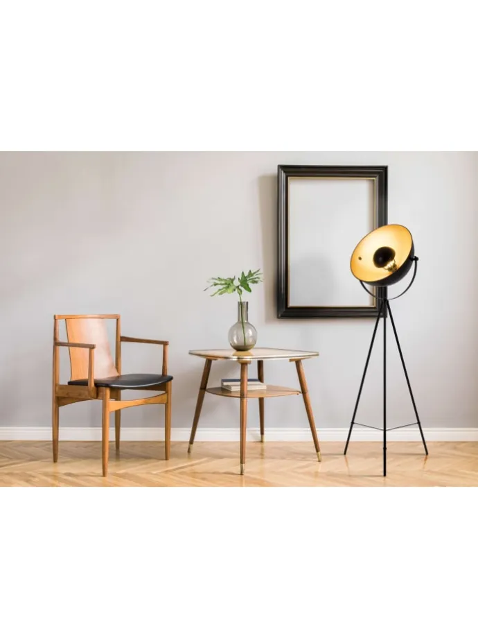 Stehleuchte "BERNICE" in schwarz-gold - (L)55 cm x (B)55 cm x (H)153 cm