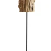 Stehleuchte handgefertigt Treibholz, Metallgestell Schirm Fackeloptik in Natur