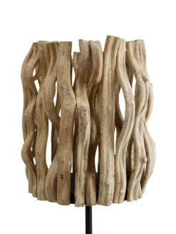 Stehleuchte handgefertigt Treibholz, Metallgestell Schirm Fackeloptik in Natur