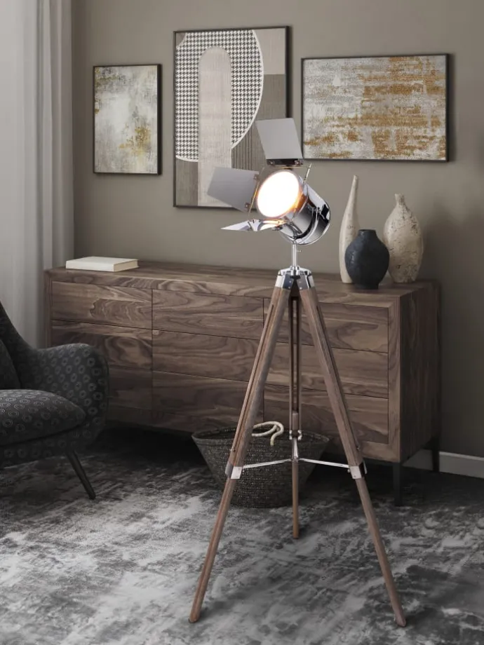 Stehleuchte "HOLLY" in natur dunkel - (L)56.5 cm x (B)56.5 cm x (H)100 cm