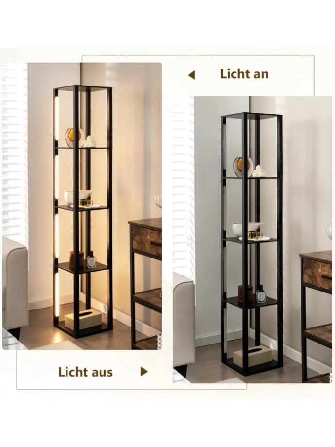 Stehleuchte Regal in Schwarz