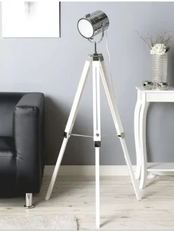 Stehleuchten ALZETTE in Weiß/Silber - (W) 70 x (H) 143 x (L) 70 cm