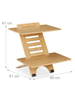 Stehschreibtisch Aufsatz in Natur - (B)60 x (H)61 x (T)61 cm