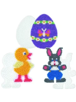 Stiftplatten-Set Ostern, weiß für Midi-Bügelperlen - ab 5 Jahren