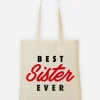 Stoffbeutel "Best Sister Ever" in Creme/ Rot - (B)36 x (H)43 cm