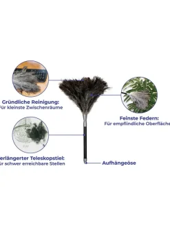 Straußenfederstaubwedel in Schwarz - (H)81 x Ø 20 cm