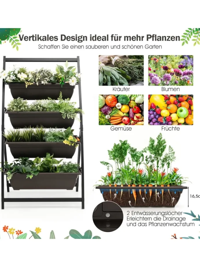 4-stufig Hochbeet in Braun