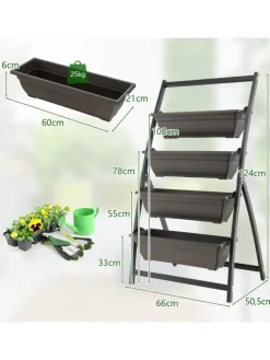 4-stufig Hochbeet in Braun