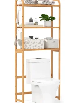 3-stufiger Toilettenregal Bambus in Hellbraun